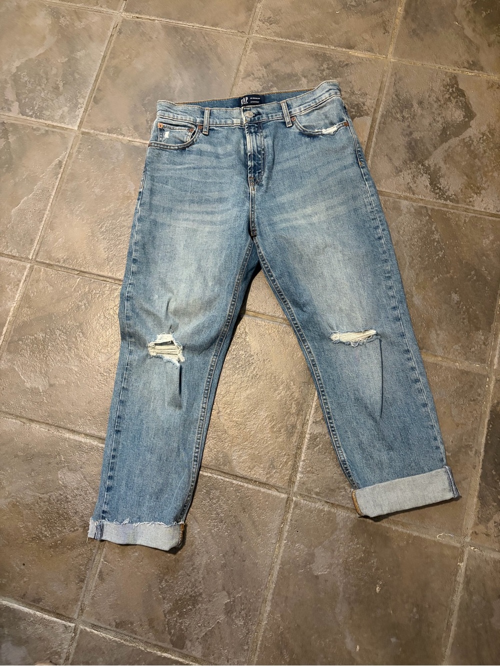 GAP Light Blue Relaxed Distressed Jeans